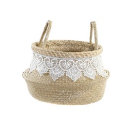 CESTA FIBRA ALGODON 30X35 FLECOS BLANCO