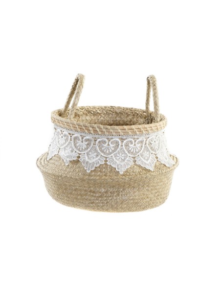 CESTA FIBRA ALGODON 30X35 FLECOS BLANCO