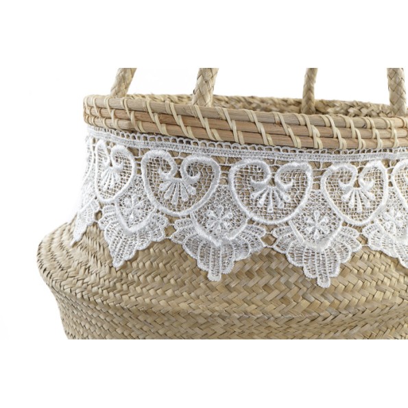 CESTA FIBRA ALGODON 30X35 FLECOS BLANCO