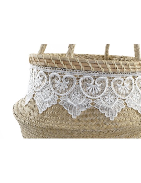 CESTA FIBRA ALGODON 30X35 FLECOS BLANCO