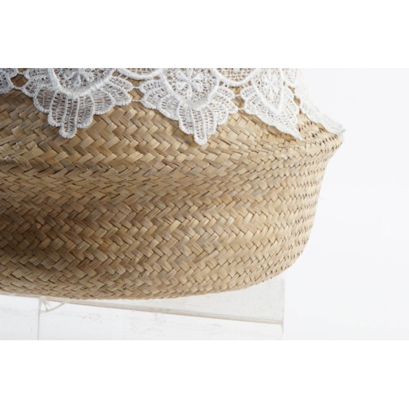 CESTA FIBRA ALGODON 30X35 FLECOS BLANCO