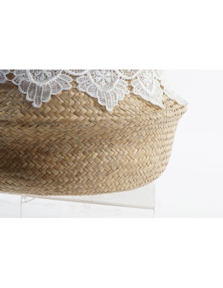 CESTA FIBRA ALGODON 30X35 FLECOS BLANCO