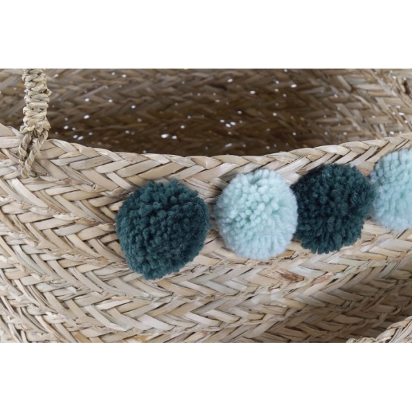 CESTA SET 3 SEAGRASS POLIESTER 30X30X37 TURQUESA