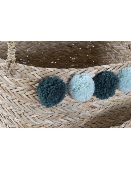 CESTA SET 3 SEAGRASS POLIESTER 30X30X37 TURQUESA