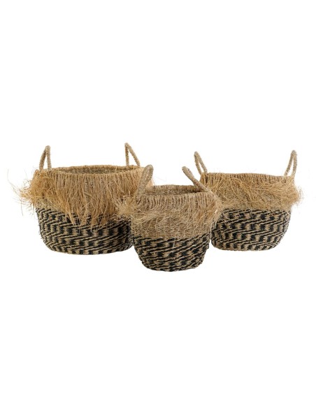 CESTA SET 3 FIBRA 40X40X40 FLECOS NATURAL MARRON