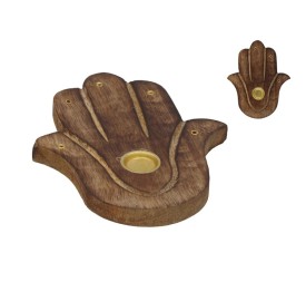 PORTA INCIENSO CONO HAMSA 13X11 CM NATURAL