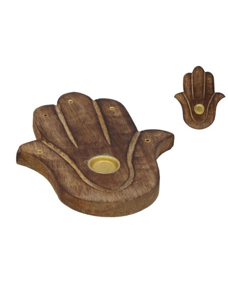 PORTA INCIENSO CONO HAMSA 13X11 CM NATURAL