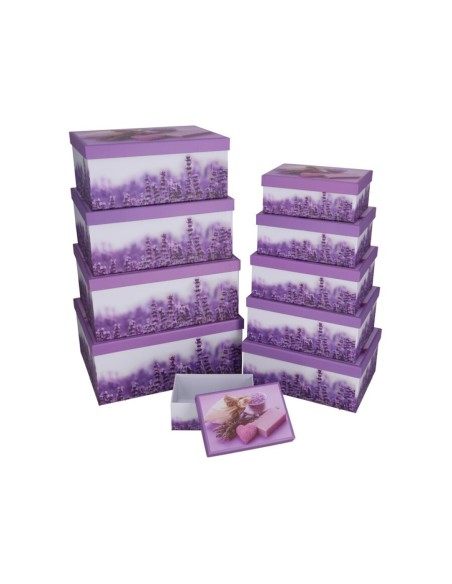 SET 10 CAJAS LAVANDA 37,5X29X16 CM