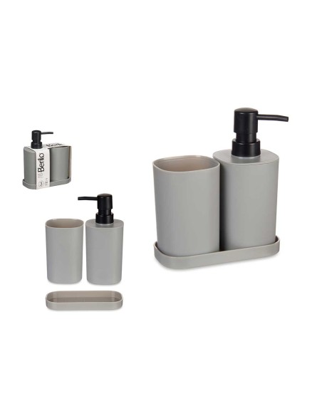 SET 3 PZS BAÑO PLASTICO GRIS