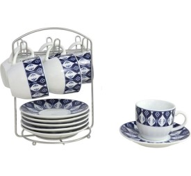 SET6 TAZAS CAFE LUZ 80CC C/PLATO+SOPORTE