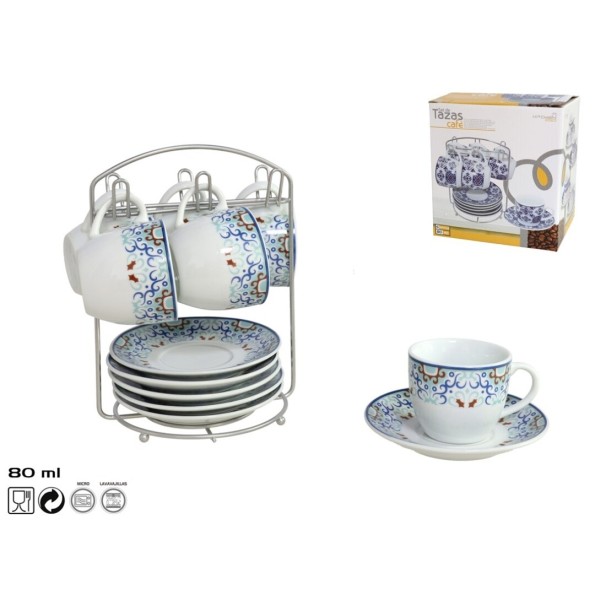 SET6 TAZAS CAFE SEVILLA 80CC C/PLAT+SOP.