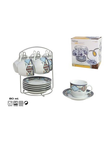 SET6 TAZAS CAFE JAÉN 80CC C/PLATO+SOPORT