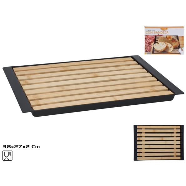 CORTA PAN BAMBU CON BANDEJA 38X27,2X2 CM