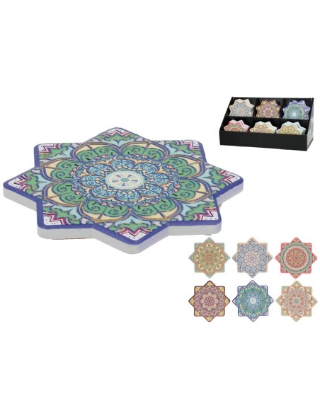 POSAVASOS CERAMICA VANI 6 SURT 10,8X10,8 CM POSAVASOS CERAMICA VANI 6 SURT 10,8X10,8 CM