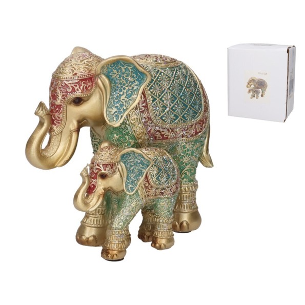 FIGURA ELEFANTE MAMA Y BEBE LAKSMI 17,5X10X15 CM R