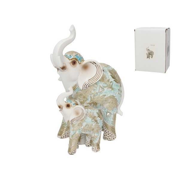 FIGURA ELEFANTE MAMA Y BEBE 15X11,5X21,5 CM
