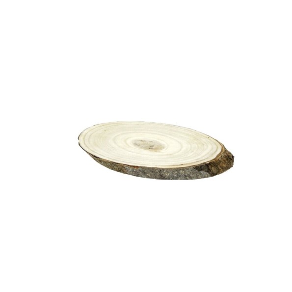 RODAJA OVAL MADERA RUSTICA M 22x12x2 cm.