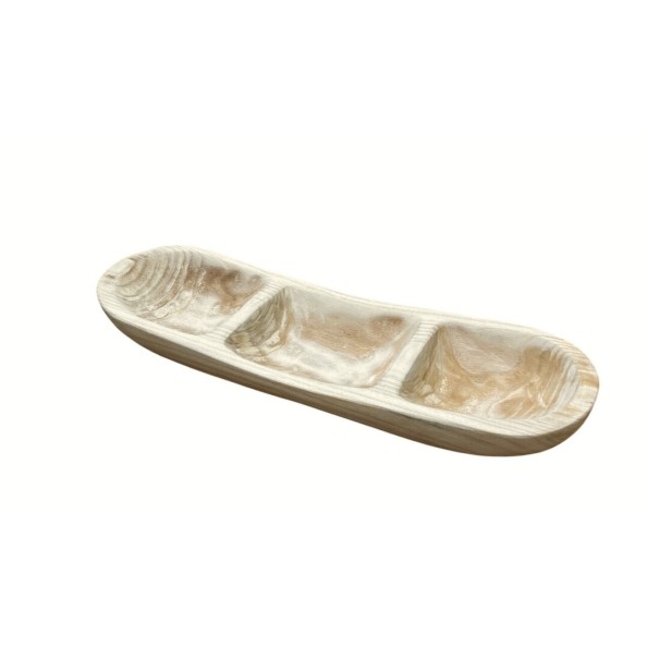 CENTRO MADERA 3 CAVIDADES CURVADO  60x20x8 cm.