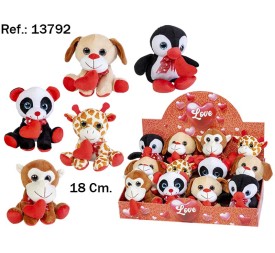 ANIMALES OJOS GRANDES 5 SURT. CORAZON 17CM.