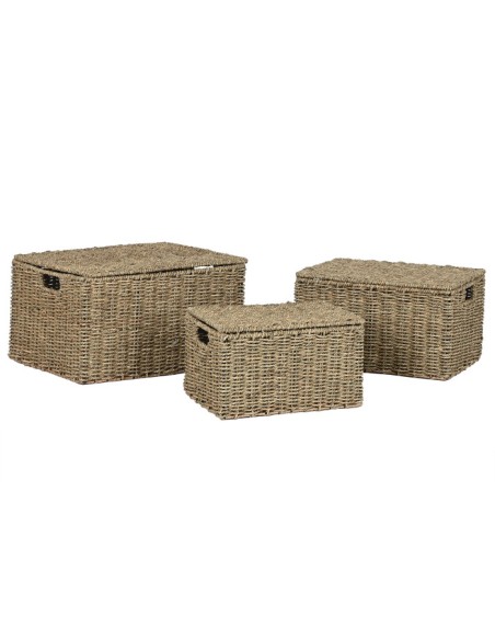 CESTA SET 3 FIBRA METAL 46X36X26 BAUL NATURAL