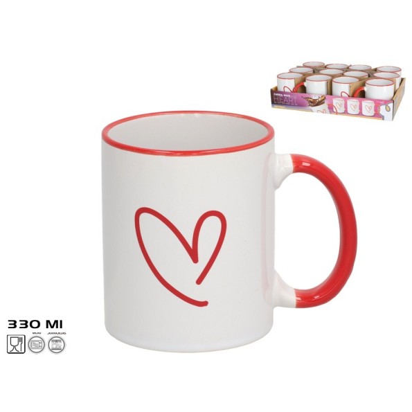 JARRA MUG GRES BASIC HEART 330ML