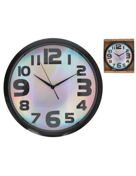 RELOJ DE PARED BRILLANTE NEGRO 39,8X39,8X4 CM