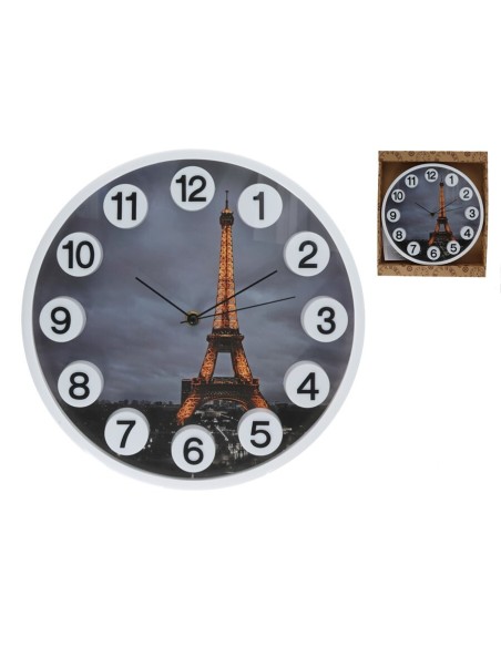 RELOJ DE PARED NUMEROS 3D EIFFEL 30 CM