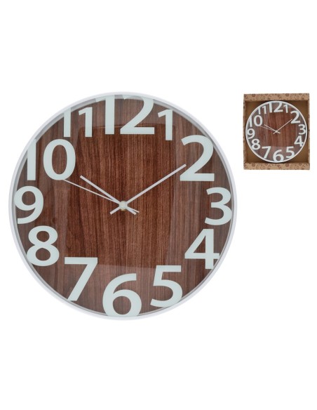 RELOJ DE PARED MADERA NEGRO 30 CM