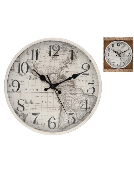 RELOJ DE PARED MAPAMUNDI 30 CM