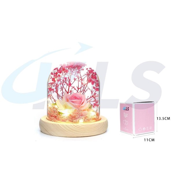 CUPULA LED FLOR SECA ROSA 13.5CM