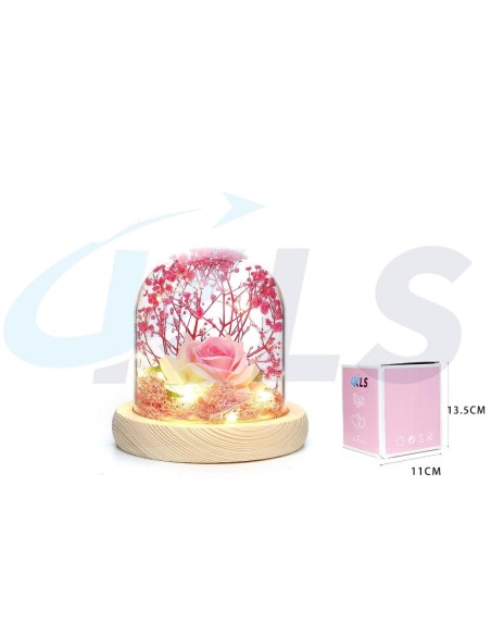 CUPULA LED FLOR SECA ROSA 13.5CM