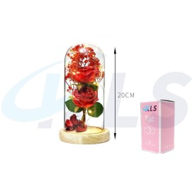 CUPULA LED DOS ROSAS PANICULATA ROJA 20CM