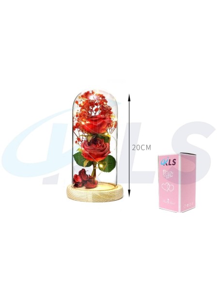 CUPULA LED DOS ROSAS PANICULATA ROJA 20CM
