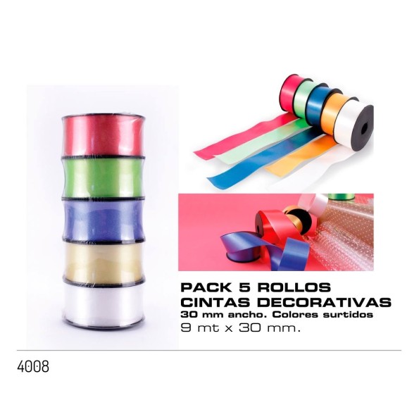 5 ROLLOS CINTA DECORATIVA 30MM X9M