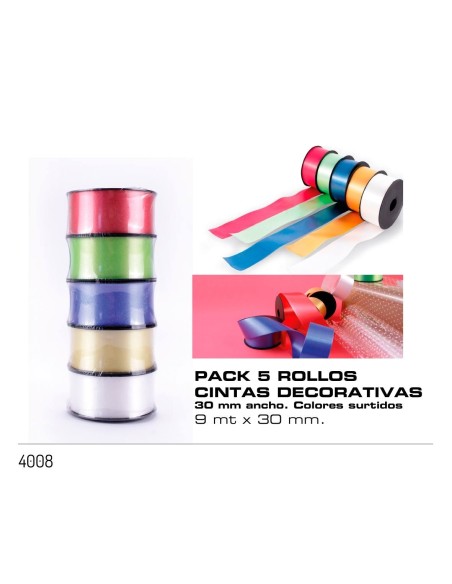 5 ROLLOS CINTA DECORATIVA 30MM X9M