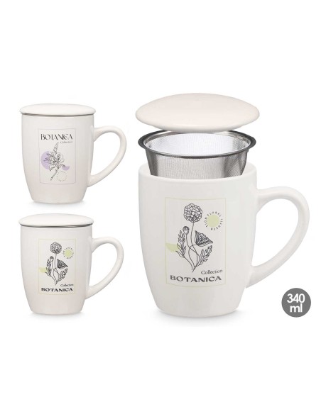 TAZA PORCELANA BOTANICA TAPA FILTRO SURT 2 340ML