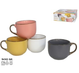 TAZA JUMBO 500ML TIERRA 4 SURT GRES