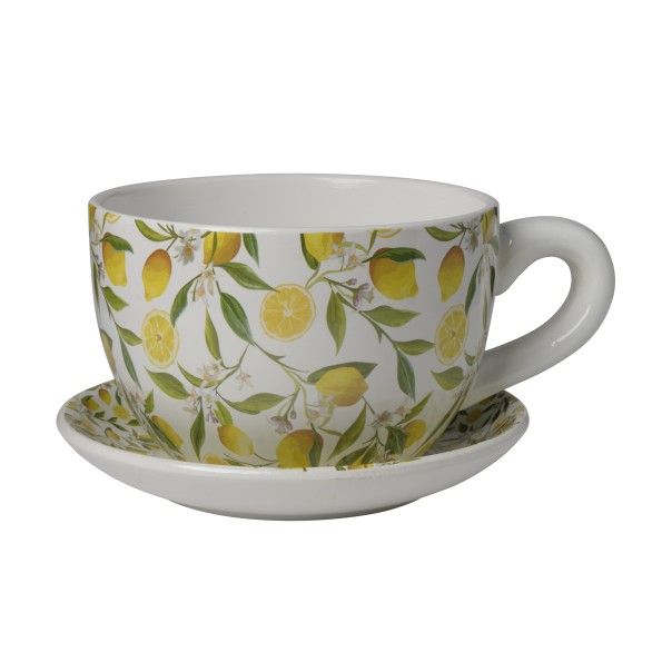 MACETERO CERAMICA LIMONES TAZA+PLATO CM19*15*10