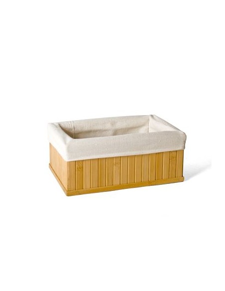 CESTA BAMBU CON TELA 22X14X11 CM