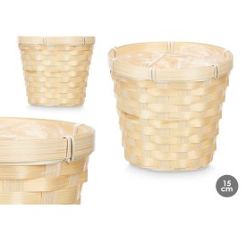 CUBRE MACETAS REDONDO BAMBU TRENZADO 15CM