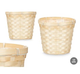 CUBRE MACETAS REDONDO BAMBU TRENZADO 19CM