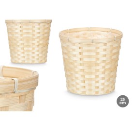 CUBRE MACETAS REDONDO BAMBU TRENZADO 25CM