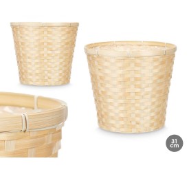 CUBRE MACETAS REDONDO BAMBU TRENZADO 31CM