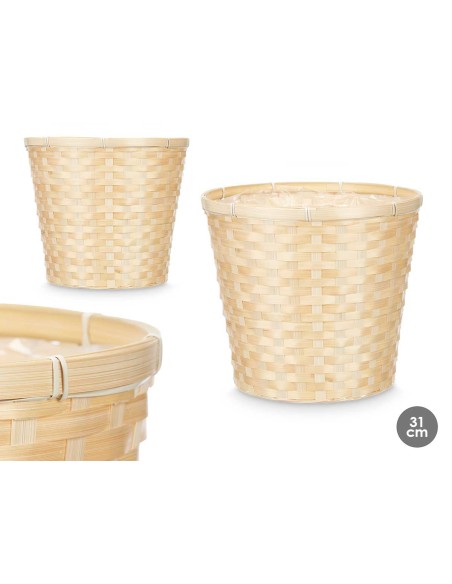 CUBRE MACETAS REDONDO BAMBU TRENZADO 31CM