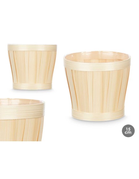 CUBRE MACETAS REDONDO BAMBU 15CM