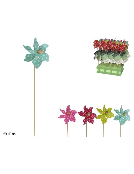 MOLINO DE VIENTO JARDÍN 9CM 4 SURTIDOS