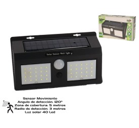 LUZ SOLAR 40 LED C/ SENSOR 19.5X12X4.3 C