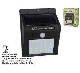 APLIQUE SOLAR EXTERIOR C/SENSOR 20LED 12