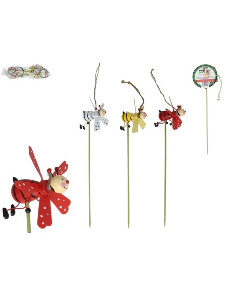 MOLINILLO DE VIENTO ABEJA 10X11X40CM 3 SURTIDOS