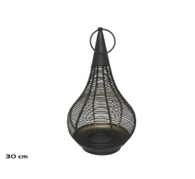 FAROL NEGRO Y ORO 17X17X30CM MANOJ